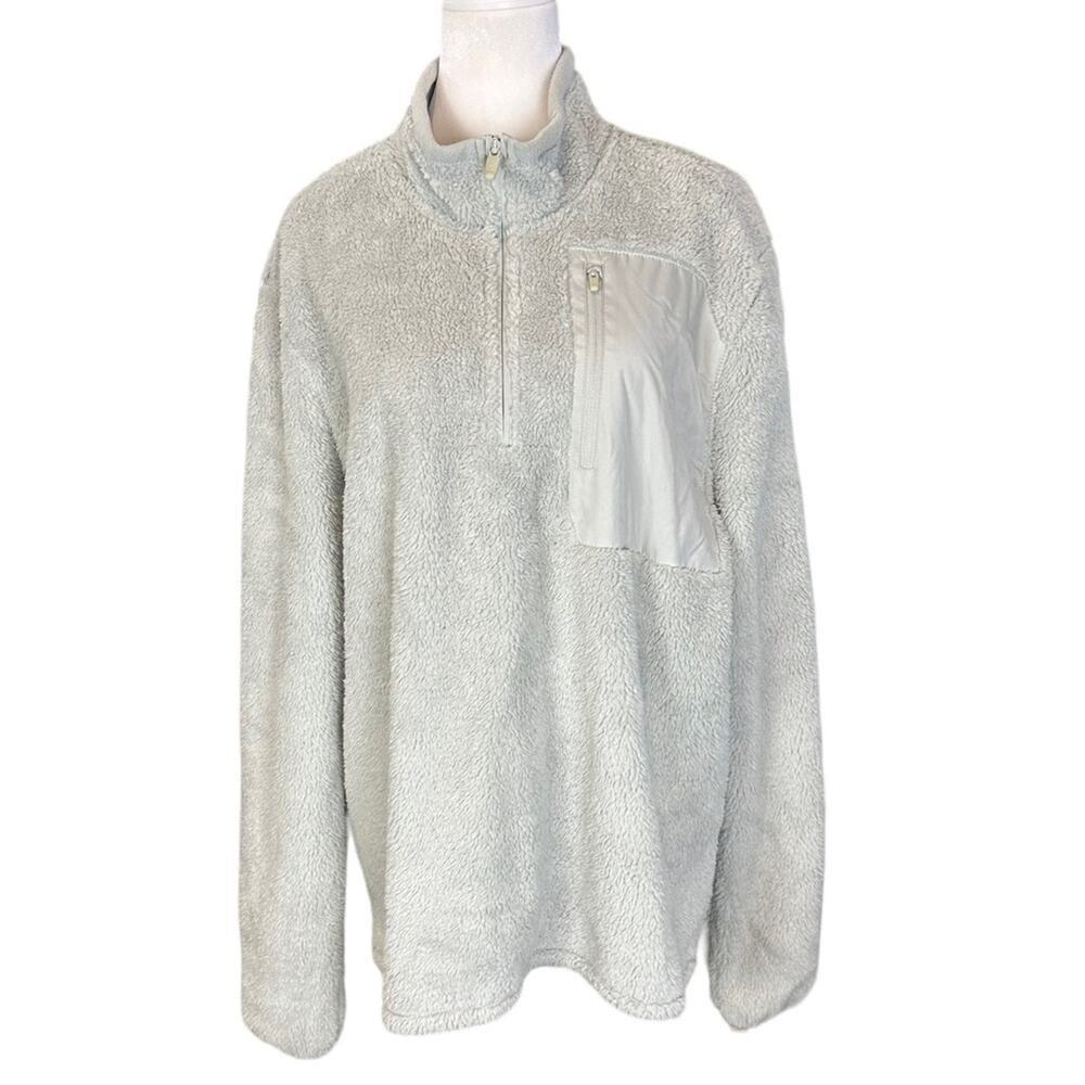 Champion Teddy Fleece 1/4 Zip Pullover Light Gray Size Large
